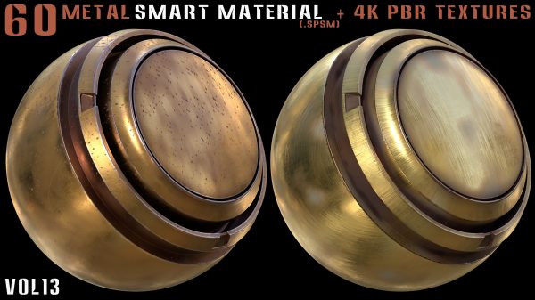60 Metal Smart Materials and 4k PBR Textures - Vol 13