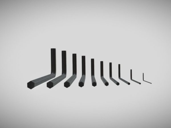 Allen Key Set 1 - 10 mm Dark Steel AR VR PBR