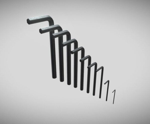 Allen Key Set 1 - 10 mm Dark Steel AR VR PBR