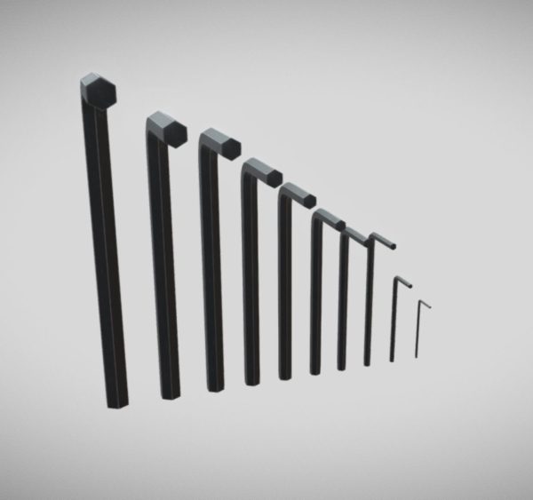 Allen Key Set 1 - 10 mm Dark Steel AR VR PBR