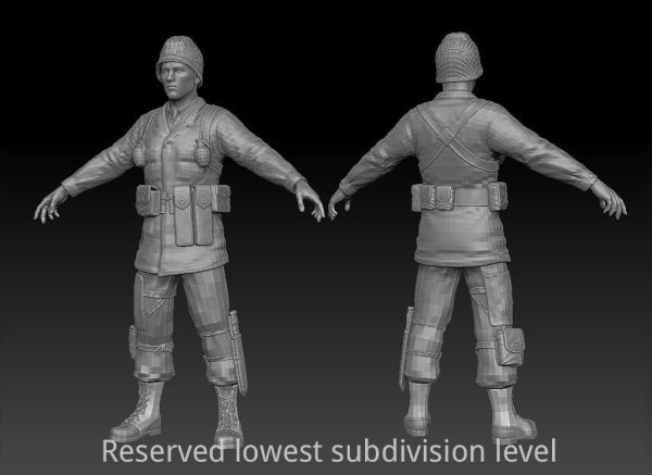 American Soldier World War high Poly