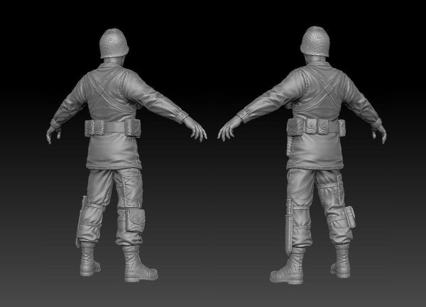 American Soldier World War high Poly