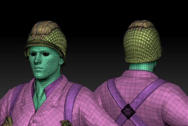 American Soldier World War high Poly