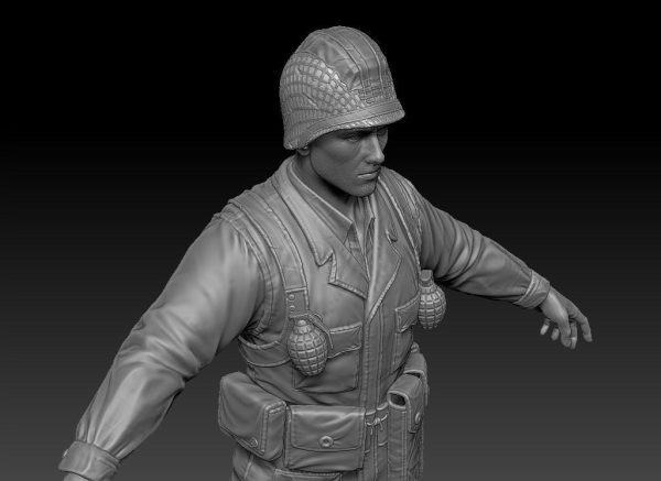 American Soldier World War high Poly
