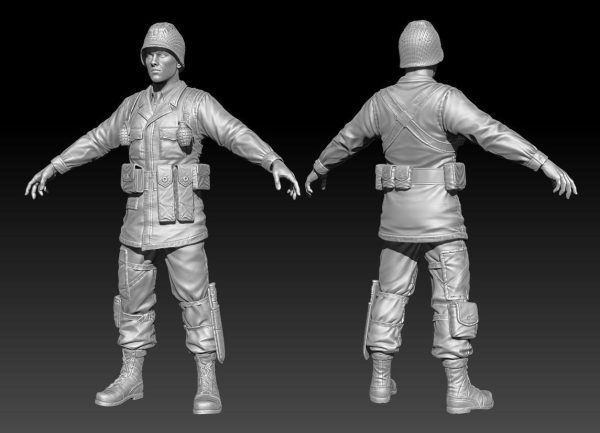 American Soldier World War high Poly