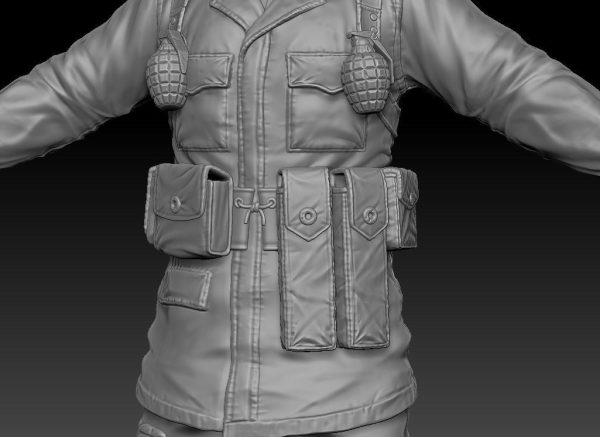 American Soldier World War high Poly