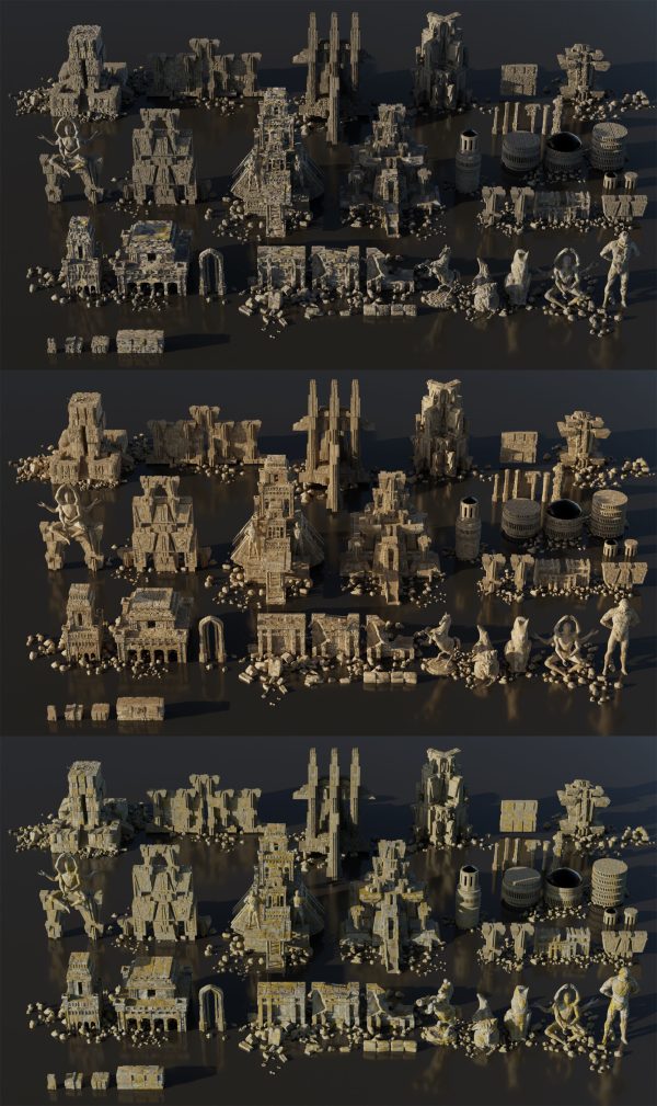 Ancient Temple 2 - Ruins of the temple - 3D Kitbash Asset Pack