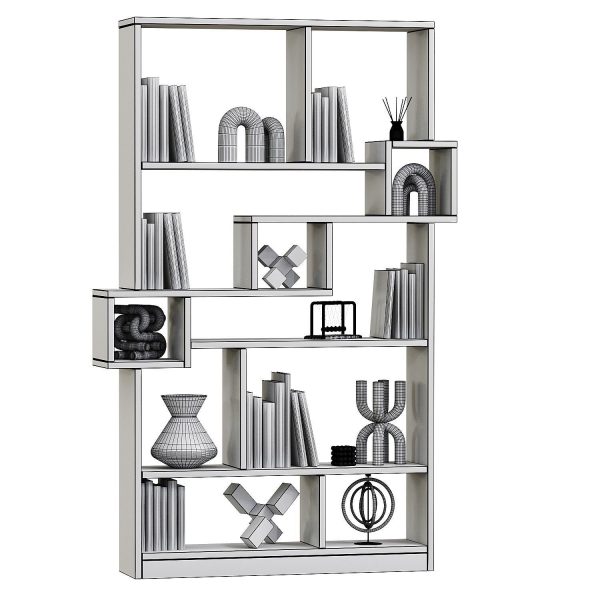 Andree Bookcase with Accent Shelves 3d model