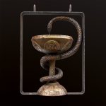 Antique pharmacy sign Bowl of Hygieia