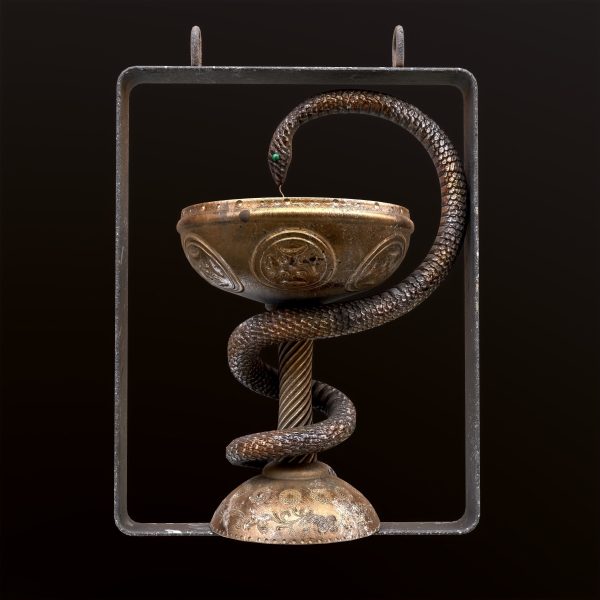 Antique pharmacy sign Bowl of Hygieia