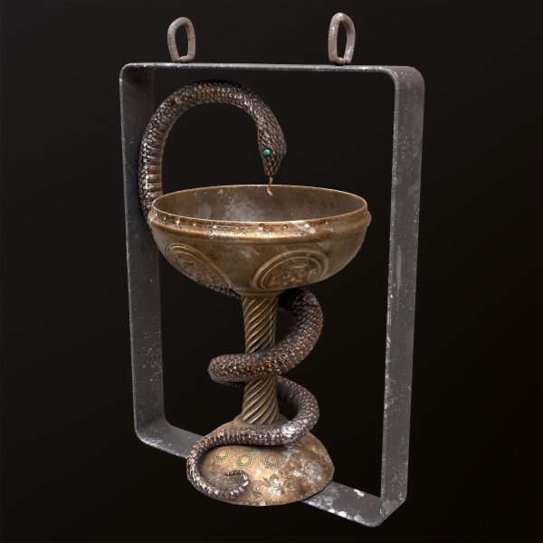 Antique pharmacy sign Bowl of Hygieia
