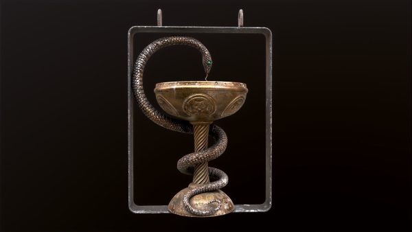 Antique pharmacy sign Bowl of Hygieia