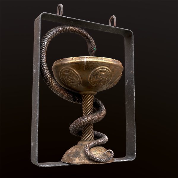 Antique pharmacy sign Bowl of Hygieia