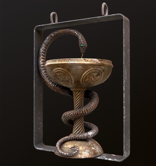 Antique pharmacy sign Bowl of Hygieia