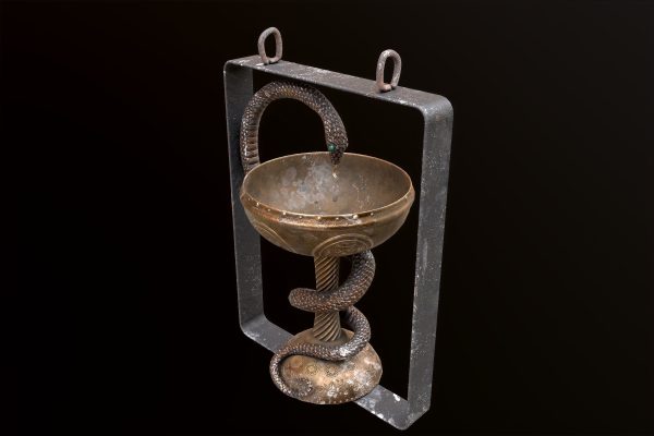 Antique pharmacy sign Bowl of Hygieia