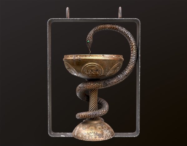 Antique pharmacy sign Bowl of Hygieia