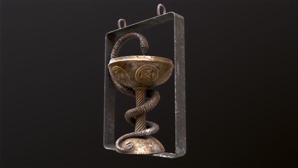 Antique pharmacy sign Bowl of Hygieia