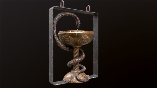 Antique pharmacy sign Bowl of Hygieia