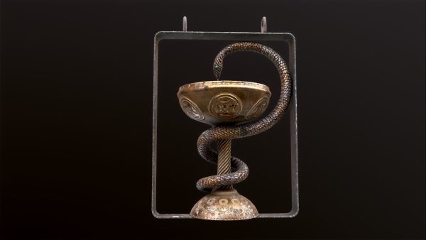 Antique pharmacy sign Bowl of Hygieia