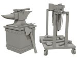 Anvil with Ironwork Tools and Rack 1