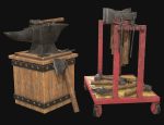 Anvil with Ironwork Tools and Rack 1