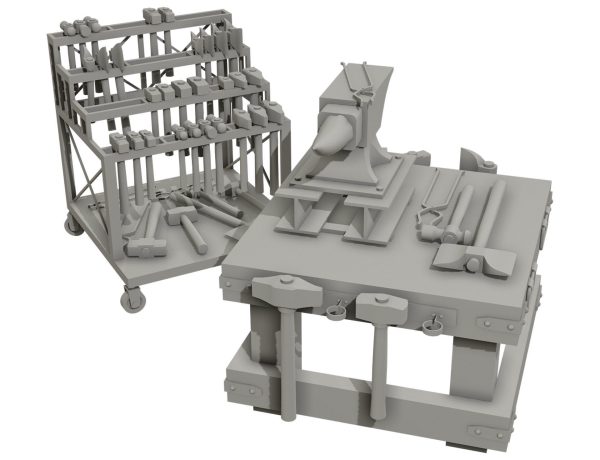 Anvil with Ironwork Tools and Rack 2