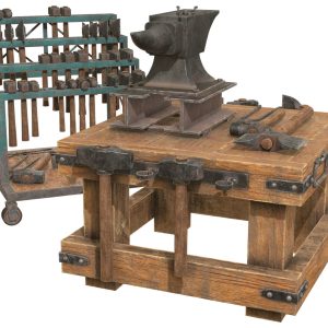Anvil with Ironwork Tools and Rack 2