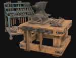 Anvil with Ironwork Tools and Rack 2
