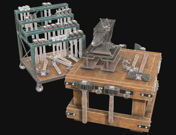 Anvil with Ironwork Tools and Rack 2
