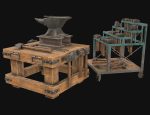 Anvil with Ironwork Tools and Rack 2