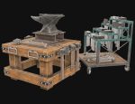 Anvil with Ironwork Tools and Rack 2
