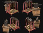 Anvil with Ironwork Tools and Rack Set 1