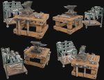 Anvil with Ironwork Tools and Rack Set 1