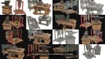 Anvil with Ironwork Tools and Rack Set 1