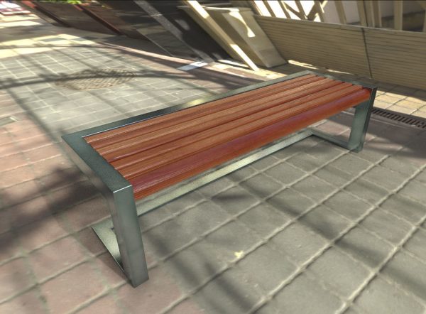 Architectural Park Wood stainless steel Bench