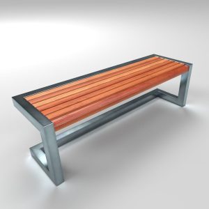 Architectural Park Wood stainless steel Bench