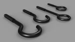 Assorted Metal Screw Hooks Set Black