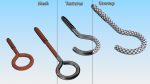 Assorted Metal Screw Hooks Set Black
