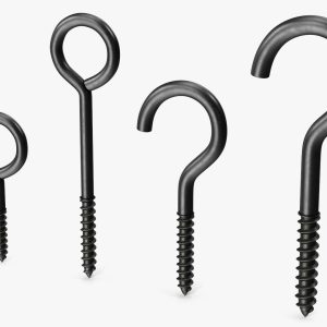 Assorted Metal Screw Hooks Set Black