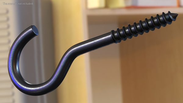 Assorted Metal Screw Hooks Set Black