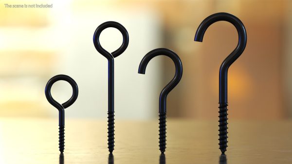 Assorted Metal Screw Hooks Set Black