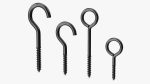 Assorted Metal Screw Hooks Set Black