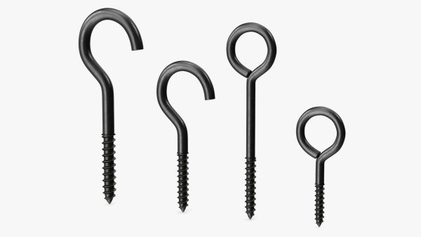 Assorted Metal Screw Hooks Set Black