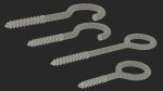 Assorted Metal Screw Hooks Set Black