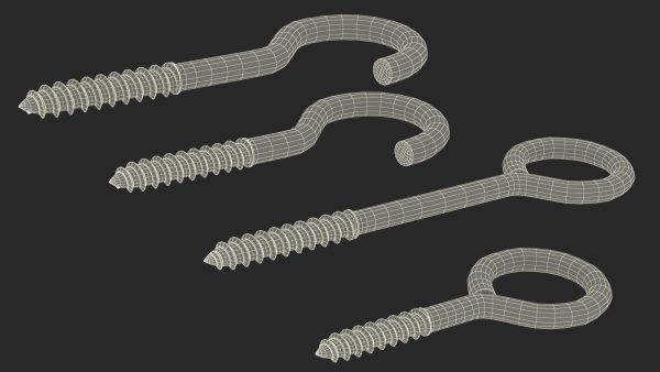 Assorted Metal Screw Hooks Set Black