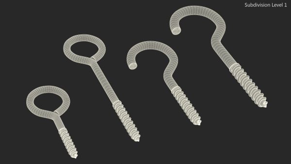 Assorted Metal Screw Hooks Set Black