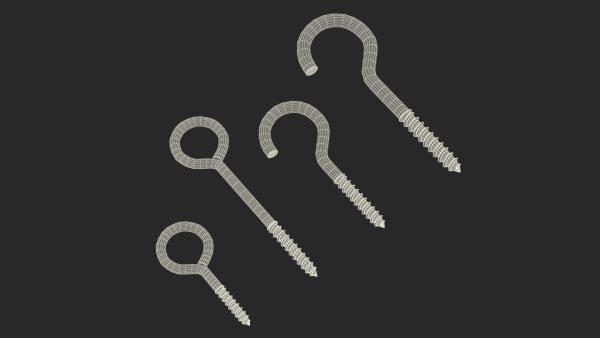 Assorted Metal Screw Hooks Set Black