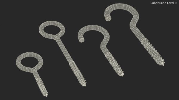 Assorted Metal Screw Hooks Set Black