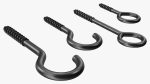 Assorted Metal Screw Hooks Set Black