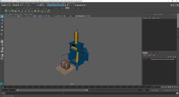 Bailing Machine Blue with Cardboard Briquette